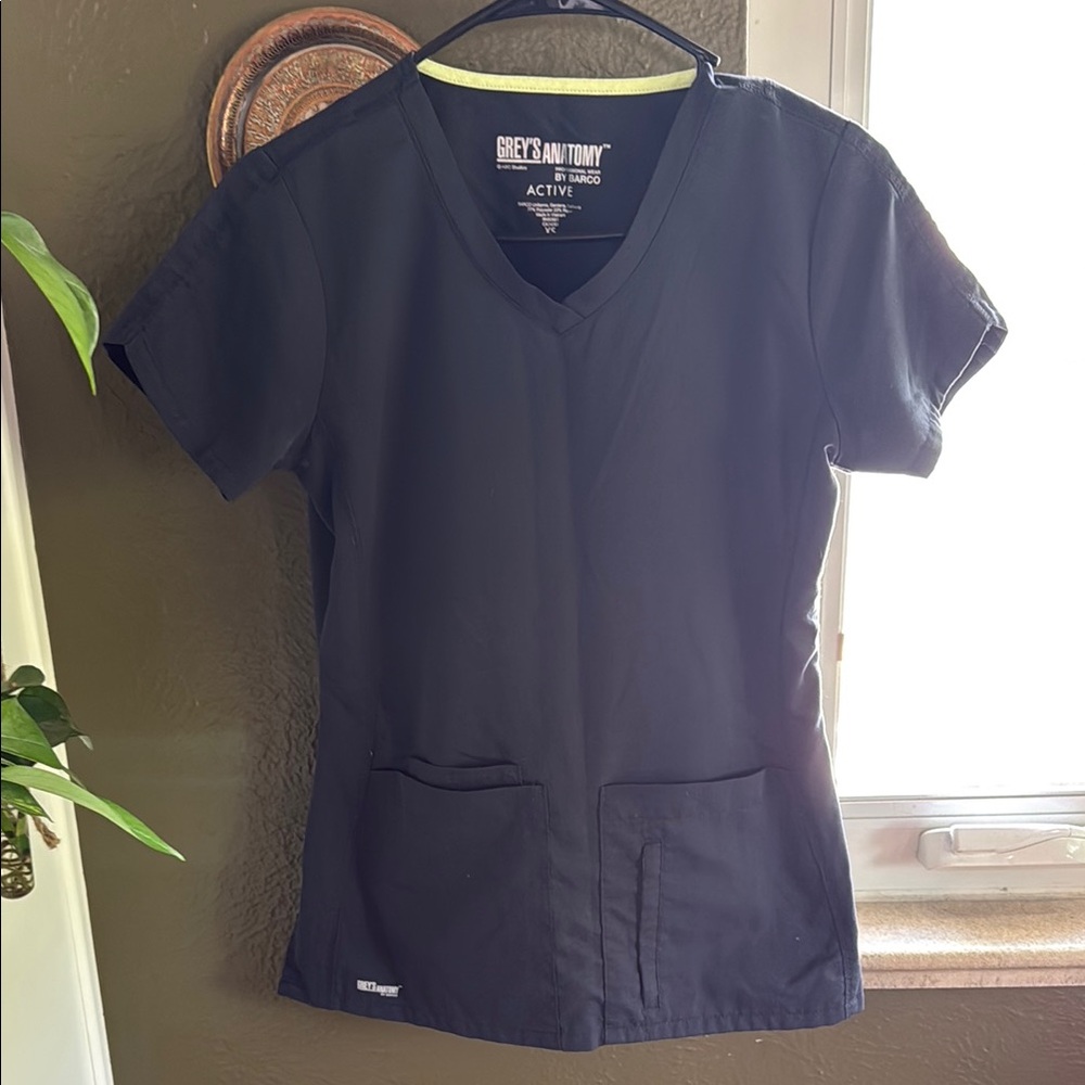 Grey's Anatomy Blue Fitted Short Sleeve Buttoned Top